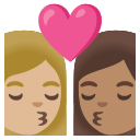 Google (Android 12L)  👩🏼‍❤️‍💋‍👩🏽  Kiss: Woman, Woman, Medium-light Skin Tone, Medium Skin Tone Emoji