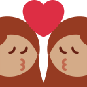 Twitter (Twemoji 14.0)  👩🏽‍❤️‍💋‍👩🏽  Kiss: Woman, Woman, Medium Skin Tone Emoji