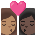 Google (Android 12L)  👩🏽‍❤️‍💋‍👩🏿  Kiss: Woman, Woman, Medium Skin Tone, Dark Skin Tone Emoji