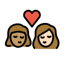 OpenMoji 13.1  👩🏽‍❤️‍💋‍👩🏻  Kiss: Woman, Woman, Medium Skin Tone, Light Skin Tone Emoji
