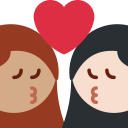Twitter (Twemoji 14.0)  👩🏽‍❤️‍💋‍👩🏻  Kiss: Woman, Woman, Medium Skin Tone, Light Skin Tone Emoji