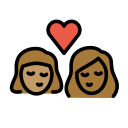 OpenMoji 13.1  👩🏽‍❤️‍💋‍👩🏾  Kiss: Woman, Woman, Medium Skin Tone, Medium-dark Skin Tone Emoji