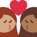 Twitter (Twemoji 14.0)  👩🏽‍❤️‍💋‍👩🏾  Kiss: Woman, Woman, Medium Skin Tone, Medium-dark Skin Tone Emoji