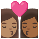 Google (Android 12L)  👩🏽‍❤️‍💋‍👩🏾  Kiss: Woman, Woman, Medium Skin Tone, Medium-dark Skin Tone Emoji