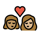 OpenMoji 13.1  👩🏽‍❤️‍💋‍👩🏼  Kiss: Woman, Woman, Medium Skin Tone, Medium-light Skin Tone Emoji