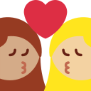 Twitter (Twemoji 14.0)  👩🏽‍❤️‍💋‍👩🏼  Kiss: Woman, Woman, Medium Skin Tone, Medium-light Skin Tone Emoji