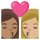 Google (Android 12L)  👩🏽‍❤️‍💋‍👩🏼  Kiss: Woman, Woman, Medium Skin Tone, Medium-light Skin Tone Emoji