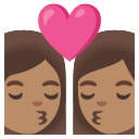 Google (Android 12L)  👩🏽‍❤️‍💋‍👩🏽  Kiss: Woman, Woman, Medium Skin Tone Emoji