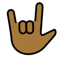 OpenMoji 13.1  🤟🏾  Love-you Gesture: Medium-dark Skin Tone Emoji