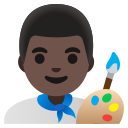 Google (Android 12L)  👨🏿‍🎨  Man Artist: Dark Skin Tone Emoji