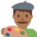 Twitter (Twemoji 14.0)  👨🏾‍🎨  Man Artist: Medium-dark Skin Tone Emoji
