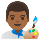 Google (Android 12L)  👨🏾‍🎨  Man Artist: Medium-dark Skin Tone Emoji