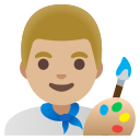 Google (Android 12L)  👨🏼‍🎨  Man Artist: Medium-light Skin Tone Emoji