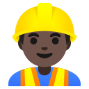 Google (Android 12L)  👷🏿‍♂️  Man Construction Worker: Dark Skin Tone Emoji