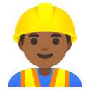 Google (Android 12L)  👷🏾‍♂️  Man Construction Worker: Medium-dark Skin Tone Emoji
