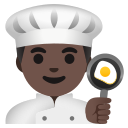 Google (Android 12L)  👨🏿‍🍳  Man Cook: Dark Skin Tone Emoji