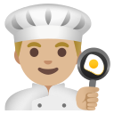 Google (Android 12L)  👨🏼‍🍳  Man Cook: Medium-light Skin Tone Emoji