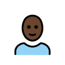 OpenMoji 13.1  👨🏿‍🦲  Man: Dark Skin Tone, Bald Emoji