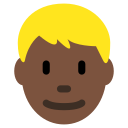 Twitter (Twemoji 14.0)  👱🏿‍♂️  Man: Dark Skin Tone, Blond Hair Emoji