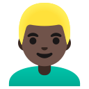 Google (Android 12L)  👱🏿‍♂️  Man: Dark Skin Tone, Blond Hair Emoji