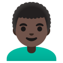 Google (Android 12L)  👨🏿‍🦱  Man: Dark Skin Tone, Curly Hair Emoji