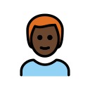 OpenMoji 13.1  👨🏿‍🦰  Man: Dark Skin Tone, Red Hair Emoji