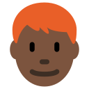 Twitter (Twemoji 14.0)  👨🏿‍🦰  Man: Dark Skin Tone, Red Hair Emoji
