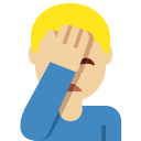 Twitter (Twemoji 14.0)  🤦🏼‍♂️  Man Facepalming: Medium-light Skin Tone Emoji