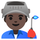 Google (Android 12L)  👨🏿‍🏭  Man Factory Worker: Dark Skin Tone Emoji