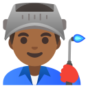 Google (Android 12L)  👨🏾‍🏭  Man Factory Worker: Medium-dark Skin Tone Emoji