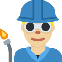 Twitter (Twemoji 14.0)  👨🏼‍🏭  Man Factory Worker: Medium-light Skin Tone Emoji