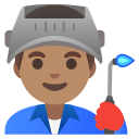 Google (Android 12L)  👨🏽‍🏭  Man Factory Worker: Medium Skin Tone Emoji