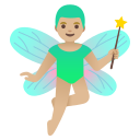 Google (Android 12L)  🧚🏼‍♂️  Man Fairy: Medium-light Skin Tone Emoji