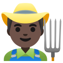 Google (Android 12L)  👨🏿‍🌾  Man Farmer: Dark Skin Tone Emoji