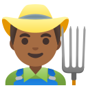 Google (Android 12L)  👨🏾‍🌾  Man Farmer: Medium-dark Skin Tone Emoji