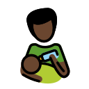 OpenMoji 13.1  👨🏿‍🍼  Man Feeding Baby: Dark Skin Tone Emoji