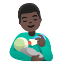 Google (Android 12L)  👨🏿‍🍼  Man Feeding Baby: Dark Skin Tone Emoji