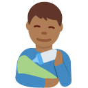 Twitter (Twemoji 14.0)  👨🏾‍🍼  Man Feeding Baby: Medium-dark Skin Tone Emoji