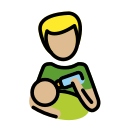 OpenMoji 13.1  👨🏼‍🍼  Man Feeding Baby: Medium-light Skin Tone Emoji