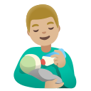 Google (Android 12L)  👨🏼‍🍼  Man Feeding Baby: Medium-light Skin Tone Emoji