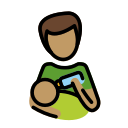 OpenMoji 13.1  👨🏽‍🍼  Man Feeding Baby: Medium Skin Tone Emoji