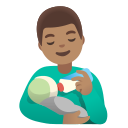 Google (Android 12L)  👨🏽‍🍼  Man Feeding Baby: Medium Skin Tone Emoji