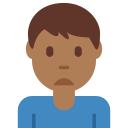 Twitter (Twemoji 14.0)  🙍🏾‍♂️  Man Frowning: Medium-dark Skin Tone Emoji