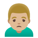 Google (Android 12L)  🙍🏼‍♂️  Man Frowning: Medium-light Skin Tone Emoji