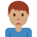 Twitter (Twemoji 14.0)  🙍🏽‍♂️  Man Frowning: Medium Skin Tone Emoji