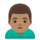 Google (Android 12L)  🙍🏽‍♂️  Man Frowning: Medium Skin Tone Emoji