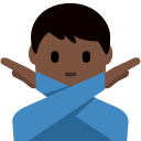 Twitter (Twemoji 14.0)  🙅🏿‍♂️  Man Gesturing NO: Dark Skin Tone Emoji