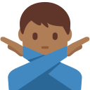 Twitter (Twemoji 14.0)  🙅🏾‍♂️  Man Gesturing NO: Medium-dark Skin Tone Emoji