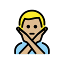OpenMoji 13.1  🙅🏼‍♂️  Man Gesturing NO: Medium-light Skin Tone Emoji