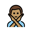 OpenMoji 13.1  🙅🏽‍♂️  Man Gesturing NO: Medium Skin Tone Emoji